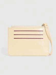 ROMWE 1Pc Y2K Polka Dot Mini Coin Purse, Fashion PU Small Wallet, Kawaii Style Card Holder, ID Document Storage Bag, Detachable Multi-Layer Slim Polka Dot Card Organizer - Yellow - View 6