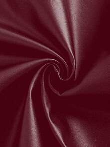 Qadelle Solid Color Pleated Back Zipper Slit Skirt Burgundy - Burgundy - View 5