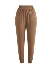 SHEIN Cheerettes Celana Olahraga Wanita - Coklat - View 9