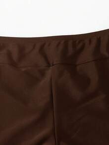 Swim Basics Women's Solid Color Elastic Swimwear Bottom For Vacation & Leisure - Brown - View 3