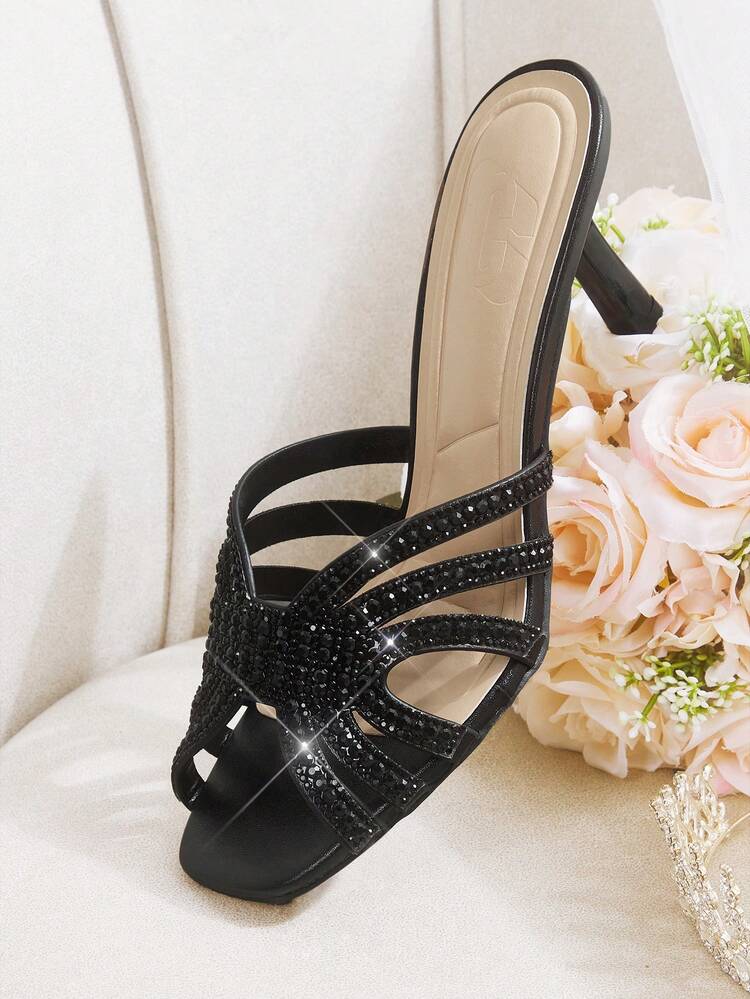 CUCCOO HITCHD Women Shoes Women's Spring And Summer Square Head Hot Diamond Hollow Comfortable Fashion Commuter Daily Banquet Women's Sandals