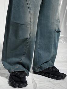 IRON GLYPH Jeans diarios simples de unicolor para hombres - Azul lavado medio - Ver 4