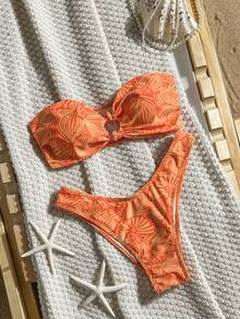 Swim Mod 女款夏季海灘全身印花休閒比基尼與三角泳褲泳衣套裝 - 彩色 - 查看 1