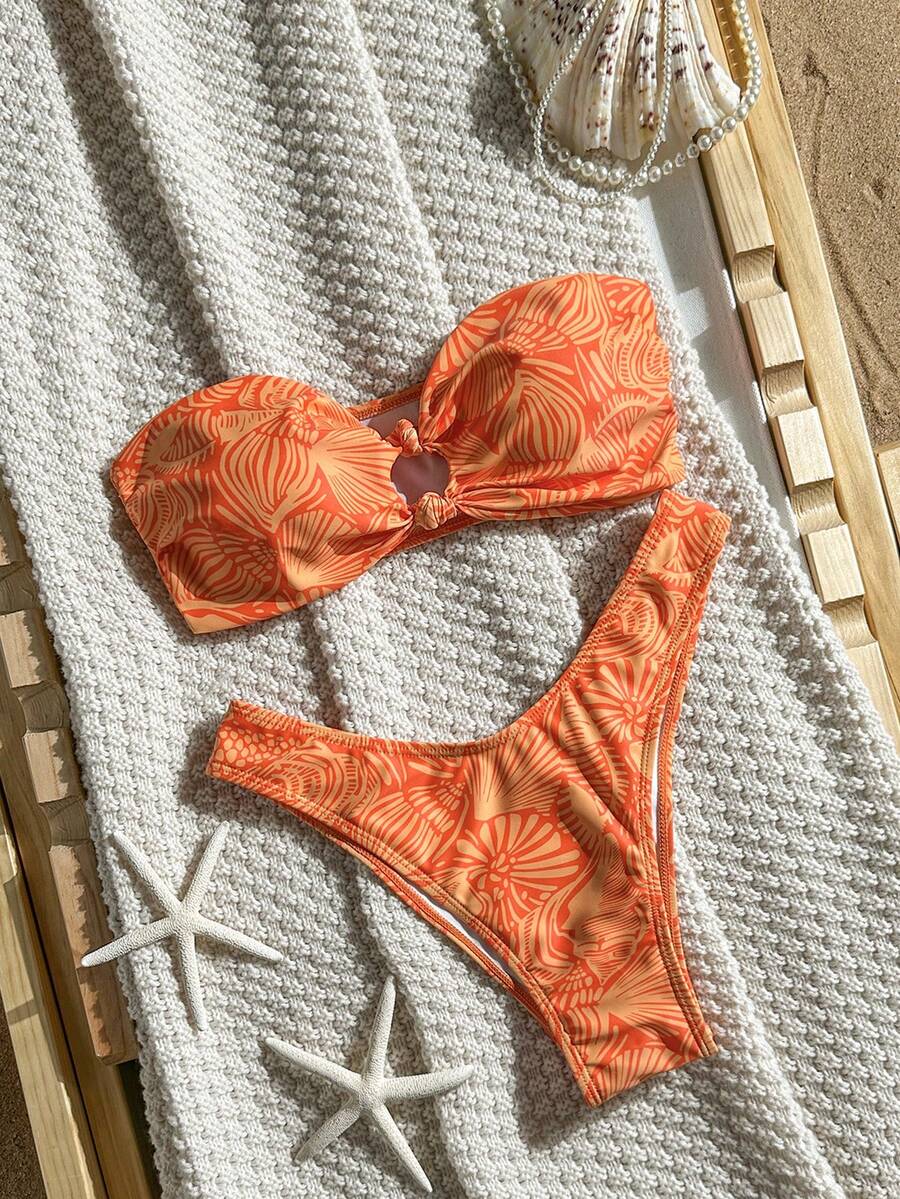 Swim Mod 女款夏季海灘全身印花休閒比基尼與三角泳褲泳衣套裝 - 彩色 - 查看 1