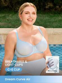 LUVLETTE Plus Dream Curve Air Full Coverage Airy Breathable Sheer Blue Mesh Spacer Cup Women Bra - Baby Blue - View 1