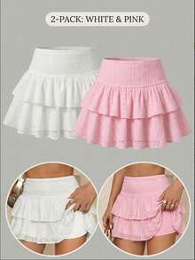 SHEIN Girlism Quần váy xếp ly màu trơn phong cách thường ngày đa năng cho nữ thiếu niên - Nhiều màu - Xem 1