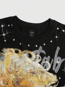 ROMWE MEN Street Life Men's Letter Print Crew Neck Casual Tank Top - Black - View 3