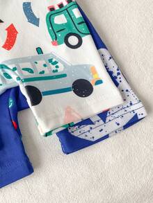 Jumpsuit Pendek Pas Badan 2 Potong Motif Kartun Singa untuk Bayi/Balita Laki-laki - MultiWarna - View 6