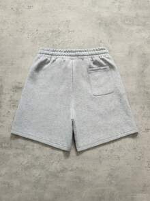 ROMWE MEN 街頭風男士夏季水鑽抽繩腰斜口袋短褲 - 灰色 - 查看 2