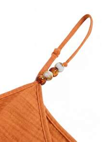 Sylviya Women's Casual Beaded Strap Vacation Dress - Orange - View 7