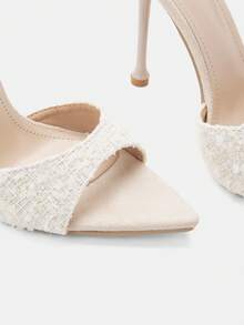 Glitzique Green Minimalist Thin High Heel Mules Sandals With Pointed Toe For Women,Spring Summer Outfits - Apricot - View 8