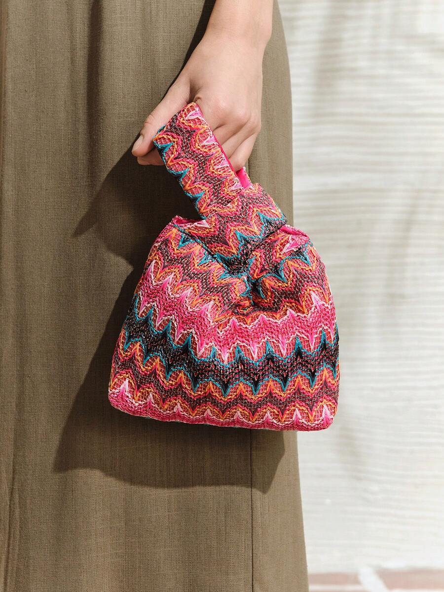 SHECARRY Ladies, Women Top Handle Bag, Evening Bag, Spring/Summer Multicolor Resort Colorful Wave Texture, Fashionable, Elegant, Simple, Personalized, Versatile, For Beach, Vacation, Holiday, Summer, Seaside, Beach Party - color - View 1