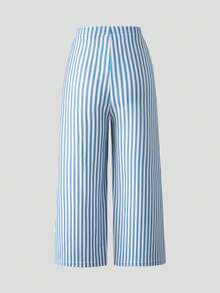 SHEIN 2件套女童针织条纹圆领休闲T恤和梭织条纹裤套装 - 彩色 - 查看 16
