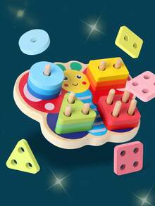 MINKOJA Montessori Wooden Butterfly Shape Sorting Stacking Toy, Educational Color & Shape Recognition Blocks For Toddlers, Fine Motor Skills & Hand-Eye Coordination Learning Toy, Perfect Early Learning Gift For Boys & Girls - Multicolor - View 4
