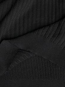 ROMWE MEN Men's Cable Knit Polo Shirt - Black - View 7