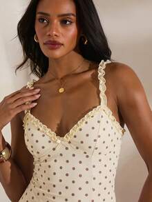 Opulessa Vacation Solid Color Knit Lace Bodycon Dress For Women - Light Yellow - View 4