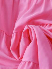 GlowEve Women's Solid Color Ruffle Hem Tie Shoulder Sleeveless Dress - Hot Pink - View 5