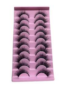 10pairs/Set Soft Fluffy Curly Cat Eye 3D Faux Mink Eyelashes, Handmade Natural False Eyelashes For Makeup, Thick Style Strip Lashes, Lashes, Eyelashes, Fake Lashes - Cat Eye Lashes - View 8