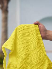 Slaydiva 2pcs Swimwear Set, Tie Strap Triangle Bikini Top And Shorts, Fashion Beach Swimwear - Yellow - View 7
