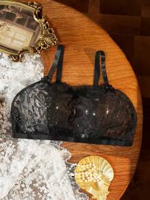 Divavoom 1pc Plus Size Lace Bra (Wireless) - Black - View 4