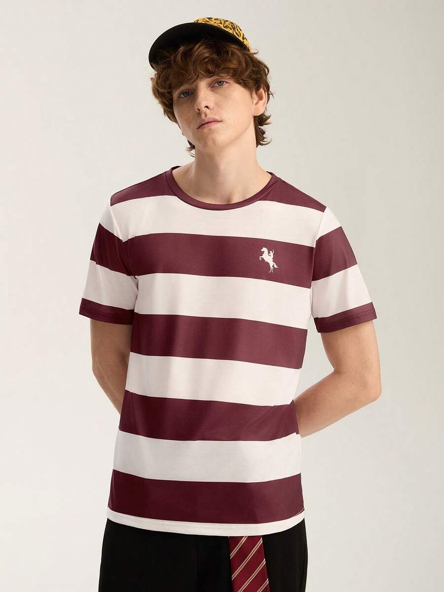 Limitiso Men's Casual Colorblock Striped Short Sleeve T-Shirt, Summer - Multicolor - View 1
