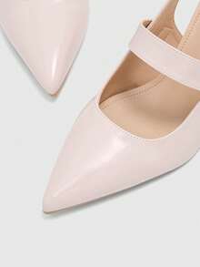 CUCCOO BIZCHIC Women's Fashion High-Heeled Shoes, Buckle Thick Heel PU Global Four-Season Commute Elegant Foundation Festival Vacation Office Outdoor Daily Versatile - Baby Pink - View 8