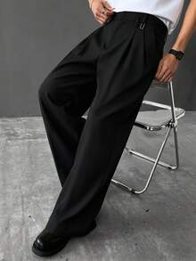 SLATEMANN Pantalones anchos de unicolor versátiles y de moda, adecuados para el transporte - Negro - Ver 3