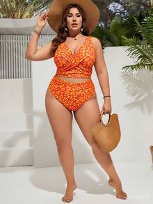 Swim Lushoire Badset i plus size med leopardmönster - Multifärgad - Visa 3
