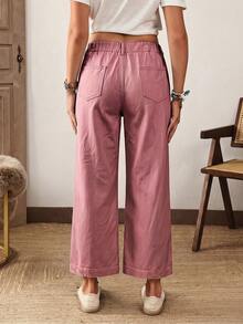 EMERY ROSE Jeans de pierna ancha de unicolor casual y cómodo para tallas grandes - Rosa coral - Ver 3