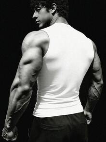 Gym Rark 男士 2件組 翼紋印花修身運動背心，健身、度假 - 白色 - 查看 2