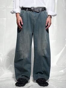IRON GLYPH Jeans diarios simples de unicolor para hombres - Azul lavado medio - Ver 6