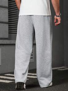 Manfinity Homme Mature Casual, Detachable Contrast Color Bow Design, Versatile Men's Sweatpants - Grey - View 2