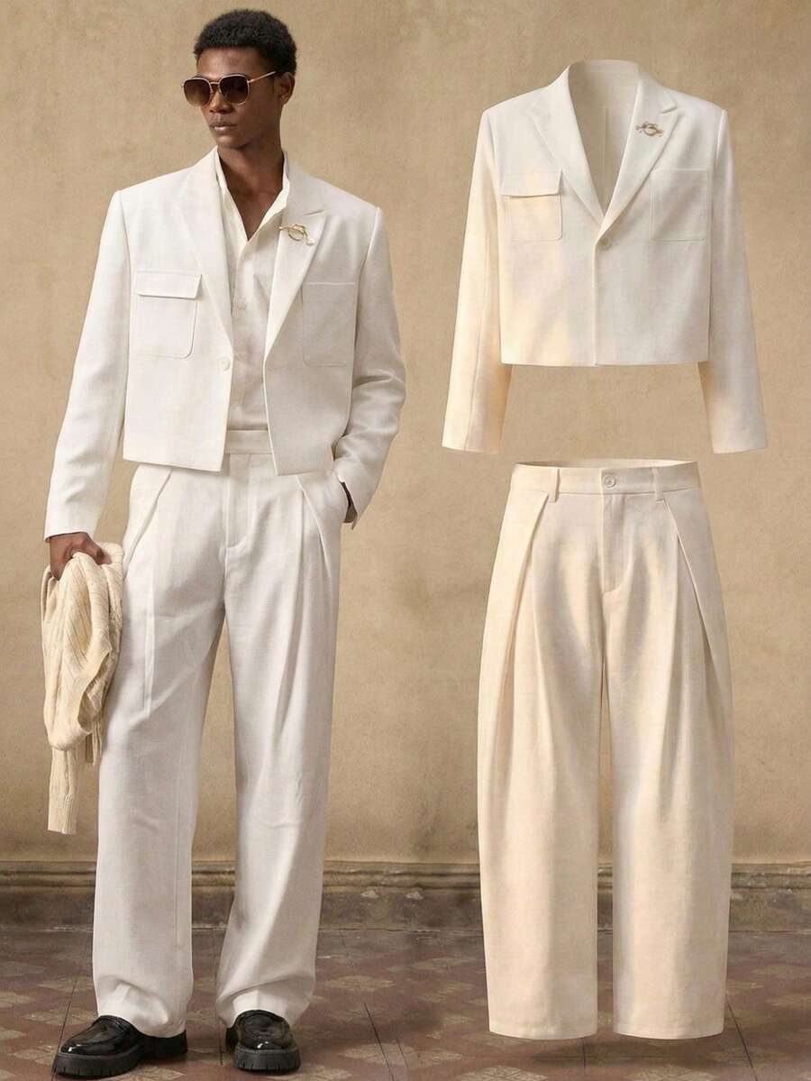 AKNOTIC Business Casual 男士纯色正装套装，通勤装