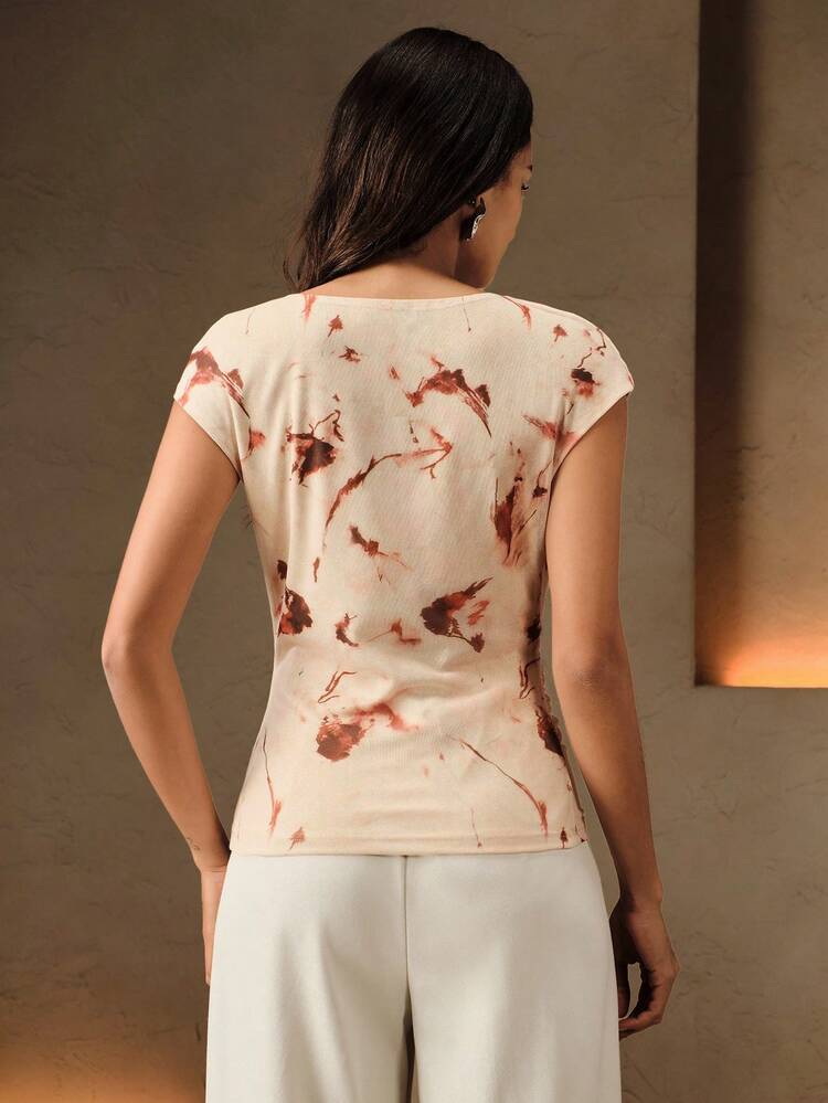 Women's Elegant Printed Pleated Blouse