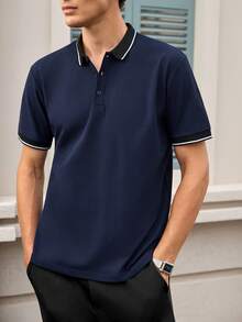 Officeau Chemise polo d'été décontractée rafraîchissante pour hommes, idéale pour les vacances et les affaires - Bleu marine - Voir 6