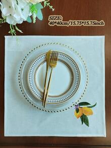 Cirelle 1/2/4入 新鮮檸檬刺繡布餐巾，米色棉麻可重複使用布餐巾，多用途晚餐餐巾/餐墊，適用於廚房餐桌、節日、派對、婚禮、農舍風格用餐與居家裝飾 - 黃色 - 查看 5