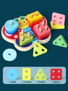 MINKOJA Montessori Wooden Butterfly Shape Sorting Stacking Toy, Educational Color & Shape Recognition Blocks For Toddlers, Fine Motor Skills & Hand-Eye Coordination Learning Toy, Perfect Early Learning Gift For Boys & Girls - Multicolor - View 6