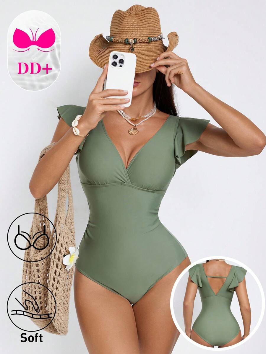 Swim DD+ 女士一件式 - 軍綠色 - 查看 1