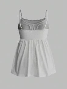 Modmama Camiseta de tirantes de maternidad de color liso con fruncido, casual y versátil para uso diario, lactancia, posparto, verano, citas y parto - Gris - Ver 7