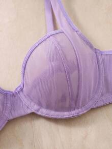 SHEIN Sheer Unpadded Bralette - Purple - View 5