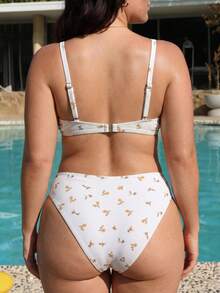 Swim Mod Plus Size Women Floral Bikini Set, Swimwear With Bra And Panty - Multicolor - View 2