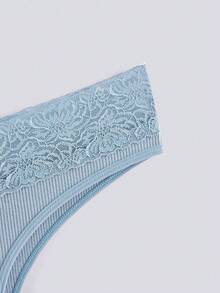 Loungeista 5pcs/Pack Random Color Lace Waist Women's Comfortable Minimalist Briefs - Multicolor - View 5