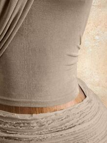 Mistrie Blusa de uso diario versátil de unicolor con pliegues en el cuello halter para mujer - Verde - Ver 7