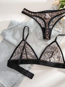 SHEIN 2件組女性性感內衣套裝 (無鋼圈胸罩、丁字褲) - 彩色 - 查看 4