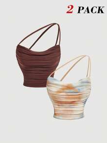 SHEIN MOD 2 chiếc áo nữ không tay dáng suông cổ lệch, thích hợp mặc mùa hè. - Nhiều màu - Xem 11