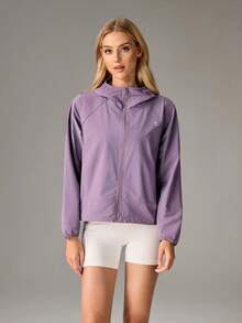 OutZeal Women Sun-Proof Jacket Gym Workout UV Protection Hood Outdoor Tops - Purple - View 6
