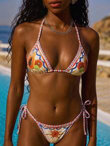 Aloruh Bộ bikini nữ mùa hè mới in họa tiết nhuộm tie-dye, đồ bơi gợi cảm cho các bữa tiệc âm nhạc, trang phục đi biển. - Nhiều màu - Xem 1