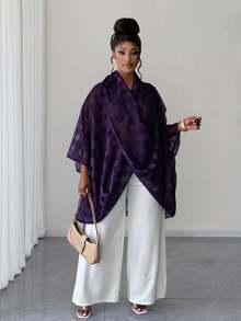 Maweii Plus Size Fashionable Commuter Twist Collar Blouse - Purple - View 3