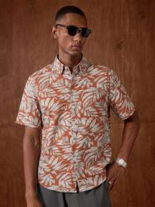 AKNOTIC Manfinity RSRT Men's Short Sleeve Woven Beach Shirt With Plant Print - Multicolor - View 6