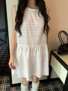 K-Vae Korean Style Basic Versatile Layered Sleeveless Mini Dress, Suitable For Commuting Golf White Summer - White - View 4